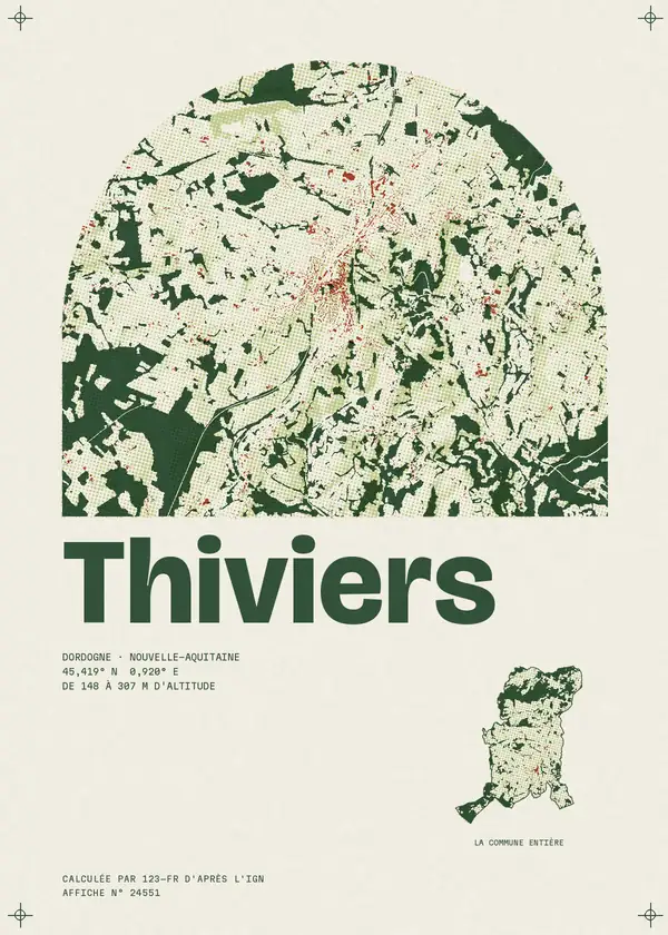Affiche de Thiviers, calculée par 123-fr d'après l'IGN