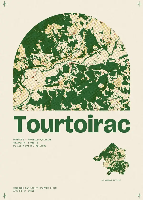 Affiche de Tourtoirac, calculée par 123-fr d'après l'IGN