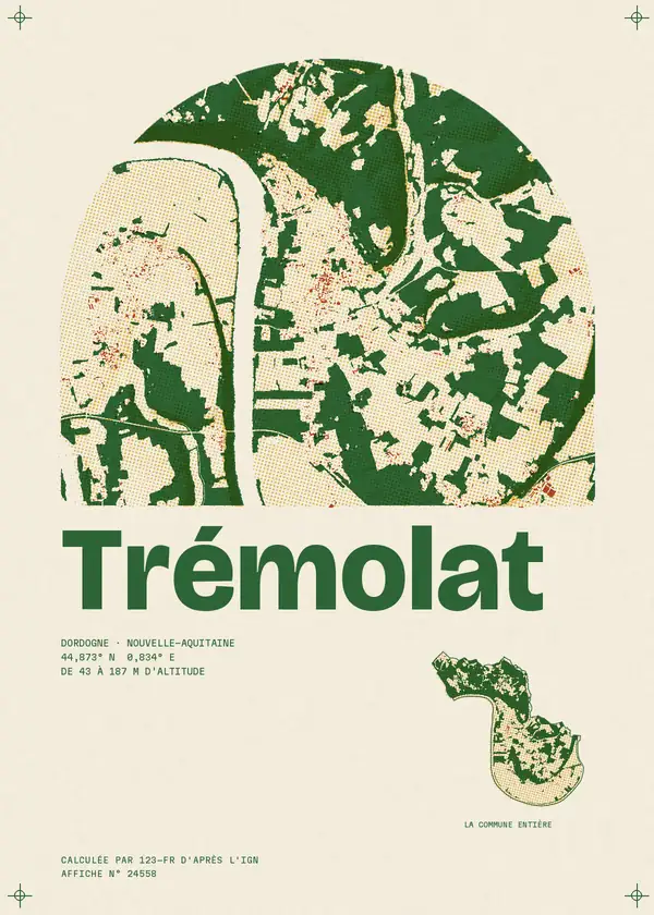 Affiche de Trémolat, calculée par 123-fr d'après l'IGN