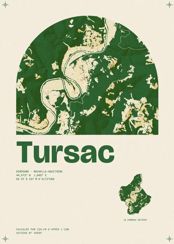 Affiche de Tursac, calculée par 123-fr d'après l'IGN