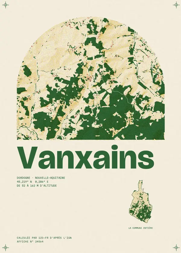 Affiche de Vanxains, calculée par 123-fr d'après l'IGN