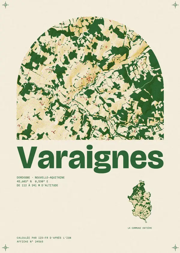 Affiche de Varaignes, calculée par 123-fr d'après l'IGN