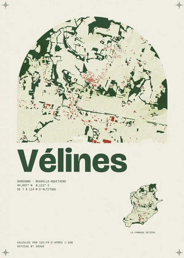 Affiche de Vélines, calculée par 123-fr d'après l'IGN