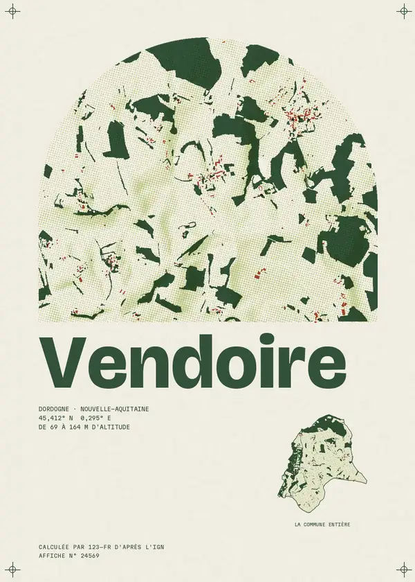 Affiche de Vendoire, calculée par 123-fr d'après l'IGN