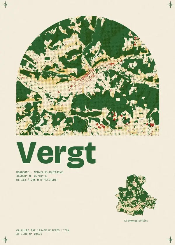 Affiche de Vergt, calculée par 123-fr d'après l'IGN