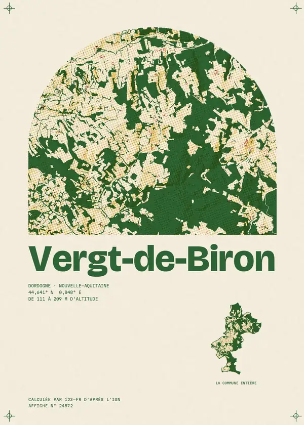 Affiche de Vergt-de-Biron, calculée par 123-fr d'après l'IGN