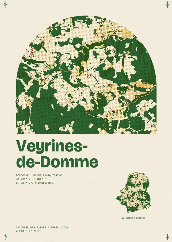 Affiche de Veyrines-de-Domme, calculée par 123-fr d'après l'IGN