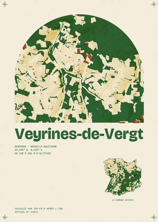 Affiche de Veyrines-de-Vergt, calculée par 123-fr d'après l'IGN