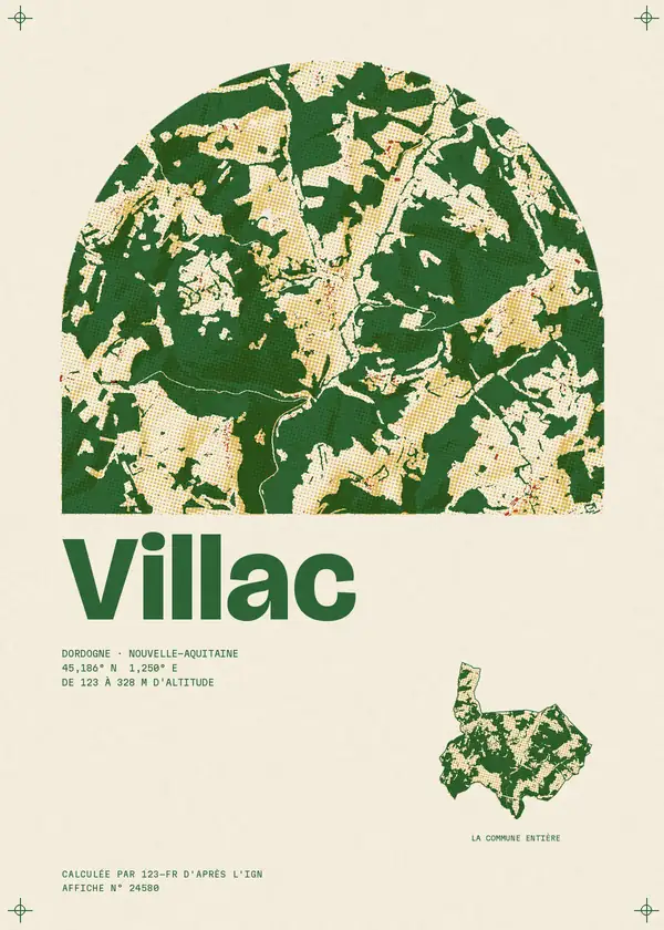 Affiche de Villac, calculée par 123-fr d'après l'IGN
