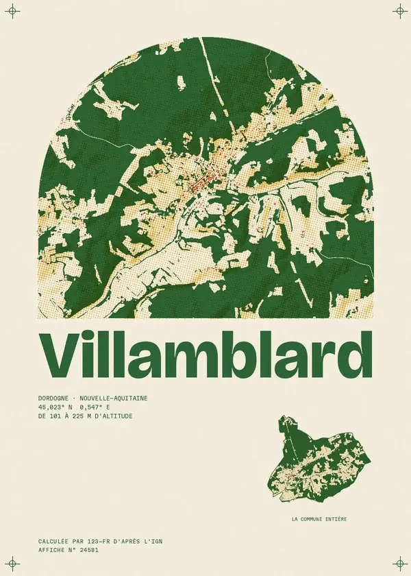 Affiche de Villamblard, calculée par 123-fr d'après l'IGN