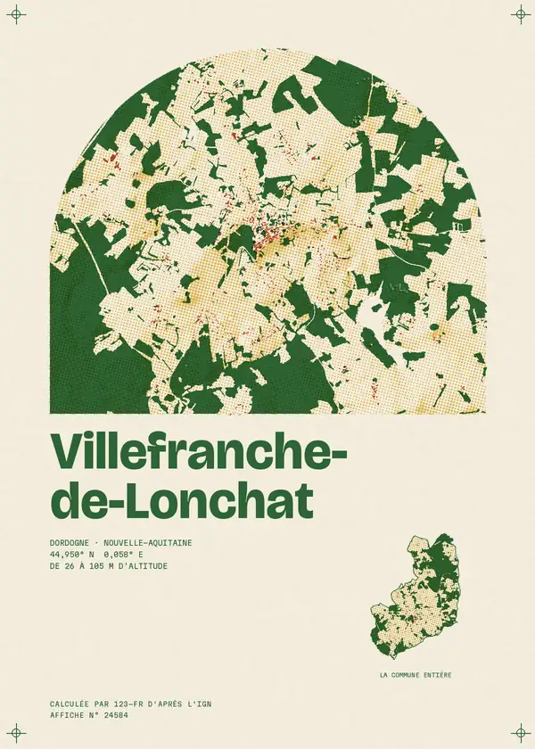 Affiche de Villefranche-de-Lonchat, calculée par 123-fr d'après l'IGN