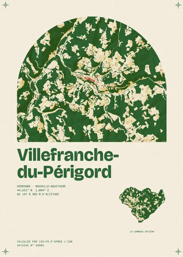 Affiche de Villefranche-du-Périgord, calculée par 123-fr d'après l'IGN