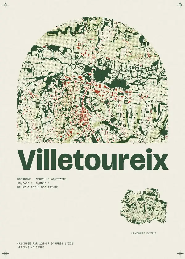 Affiche de Villetoureix, calculée par 123-fr d'après l'IGN