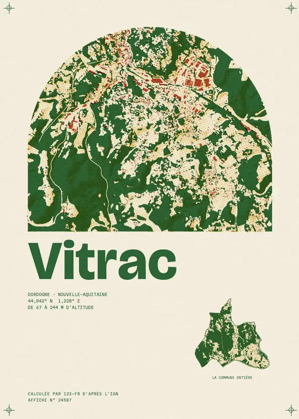 Affiche de Vitrac, calculée par 123-fr d'après l'IGN