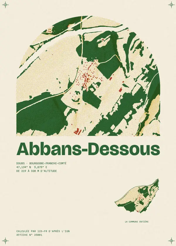 Affiche de Abbans-Dessous, calculée par 123-fr d'après l'IGN