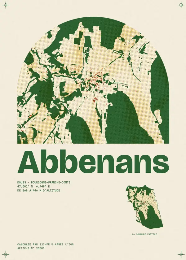 Affiche de Abbenans, calculée par 123-fr d'après l'IGN
