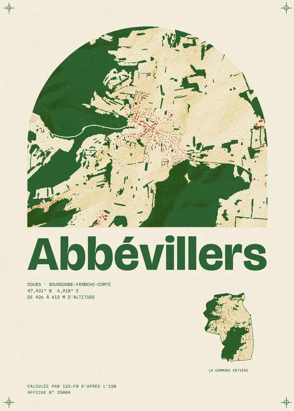 Affiche de Abbévillers, calculée par 123-fr d'après l'IGN