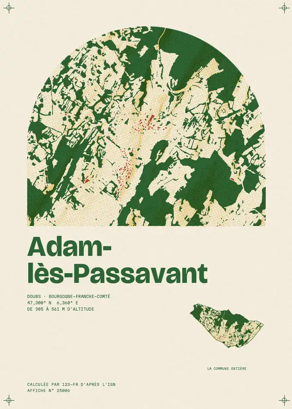 Affiche de Adam-lès-Passavant, calculée par 123-fr d'après l'IGN