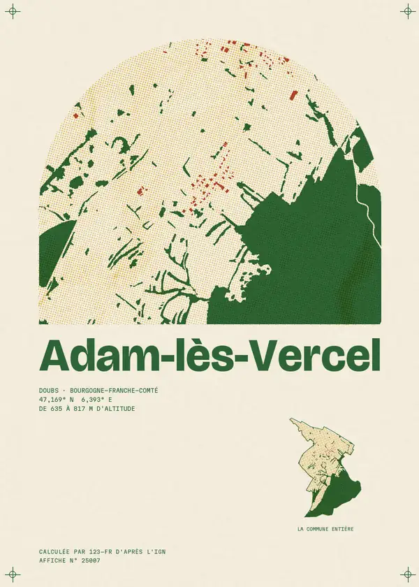 Affiche de Adam-lès-Vercel, calculée par 123-fr d'après l'IGN
