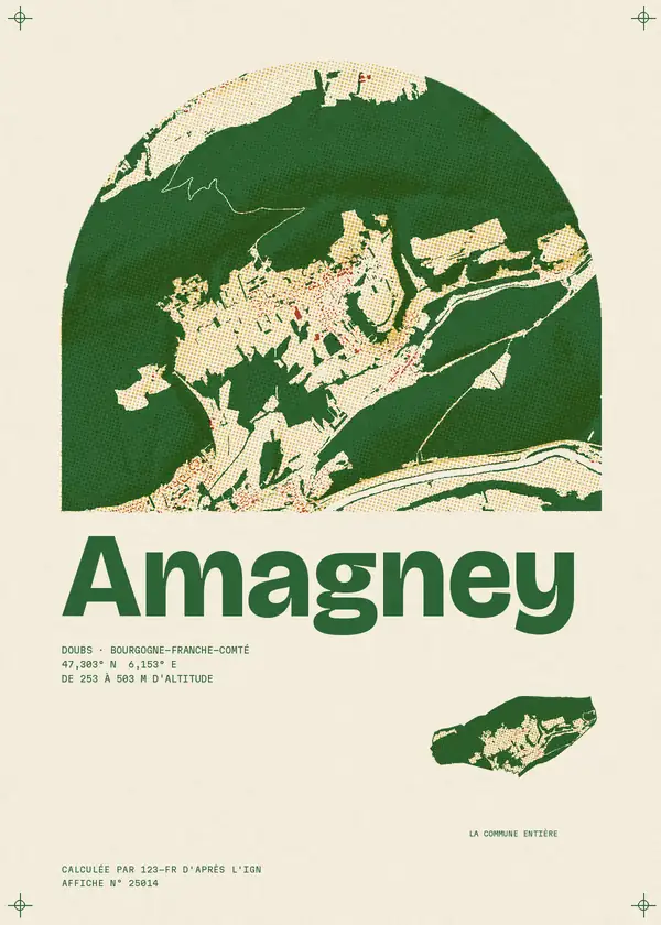Affiche de Amagney, calculée par 123-fr d'après l'IGN