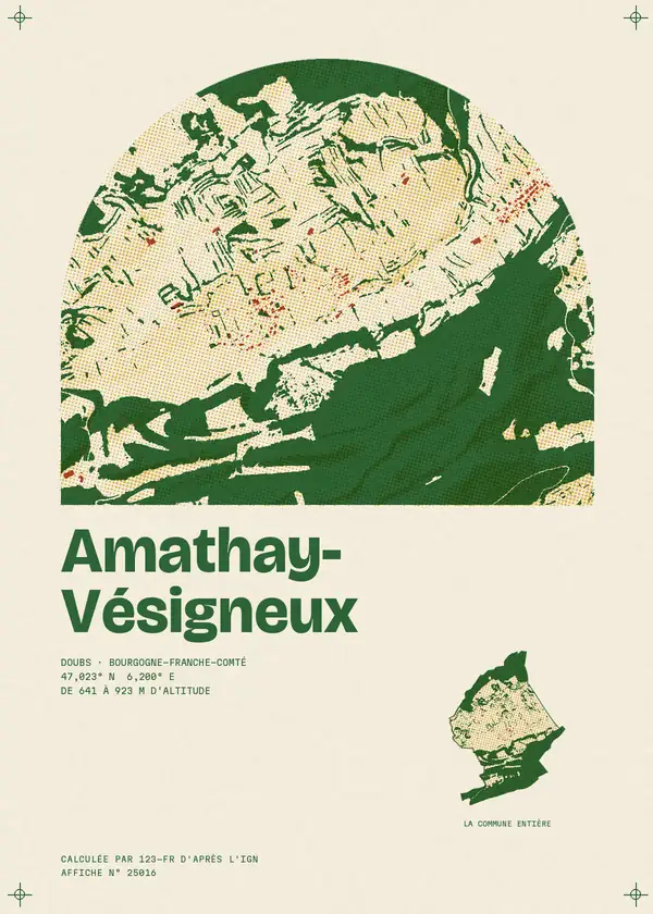 Affiche de Amathay-Vésigneux, calculée par 123-fr d'après l'IGN