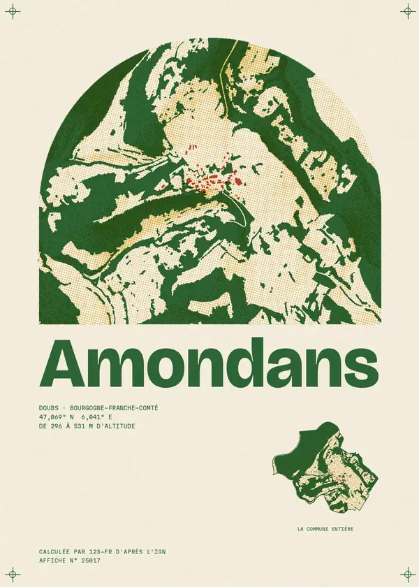 Affiche de Amondans, calculée par 123-fr d'après l'IGN