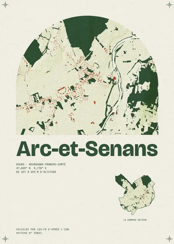 Affiche de Arc-et-Senans, calculée par 123-fr d'après l'IGN