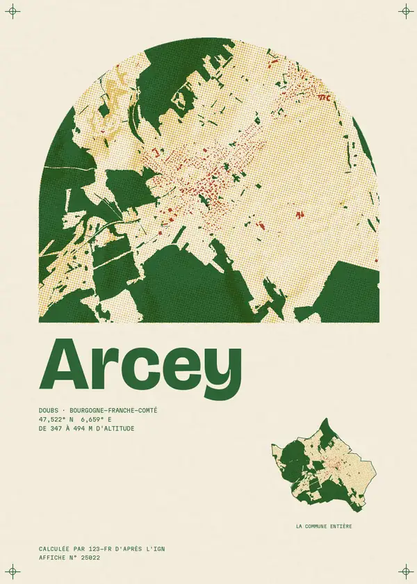 Affiche de Arcey, calculée par 123-fr d'après l'IGN