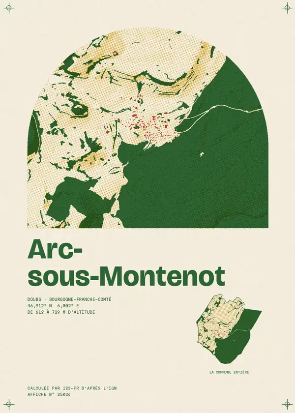 Affiche de Arc-sous-Montenot, calculée par 123-fr d'après l'IGN