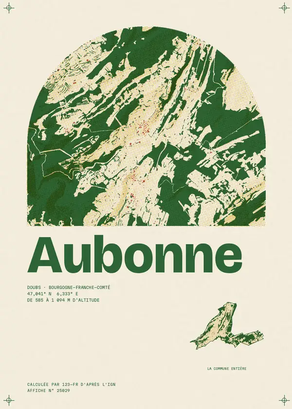 Affiche de Aubonne, calculée par 123-fr d'après l'IGN