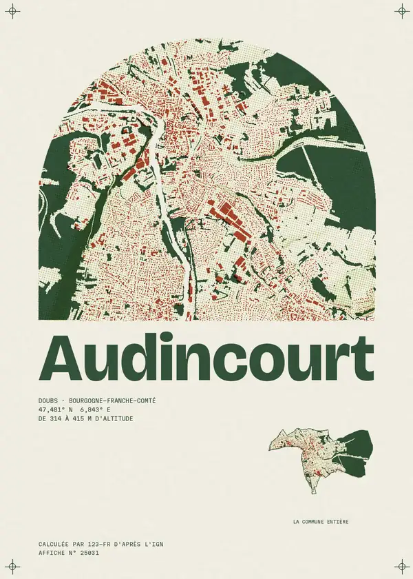 Affiche de Audincourt, calculée par 123-fr d'après l'IGN