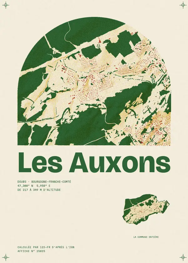 Affiche de Les Auxons, calculée par 123-fr d'après l'IGN