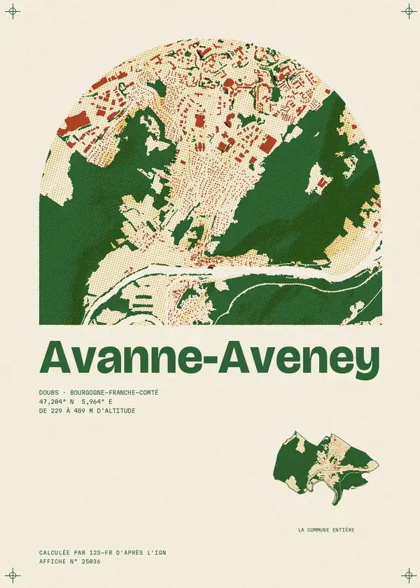 Affiche de Avanne-Aveney, calculée par 123-fr d'après l'IGN