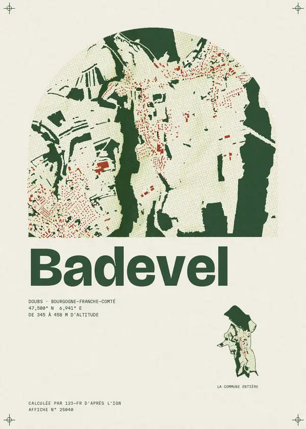 Affiche de Badevel, calculée par 123-fr d'après l'IGN