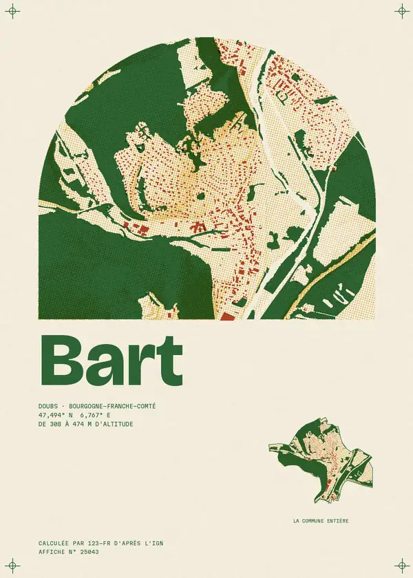 Affiche de Bart, calculée d'après l'IGN