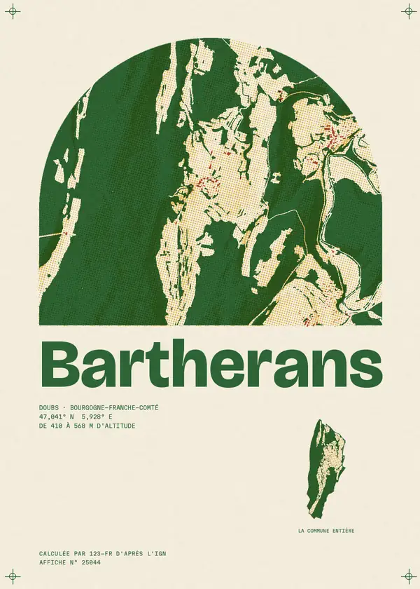 Affiche de Bartherans, calculée par 123-fr d'après l'IGN