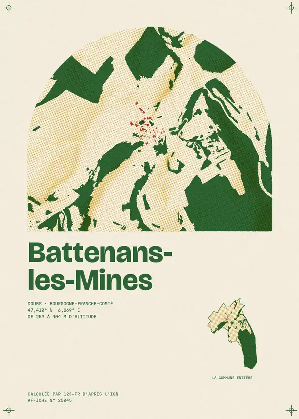 Affiche de Battenans-les-Mines, calculée par 123-fr d'après l'IGN