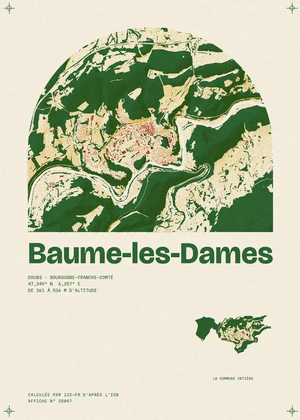 Affiche de Baume-les-Dames, calculée par 123-fr d'après l'IGN