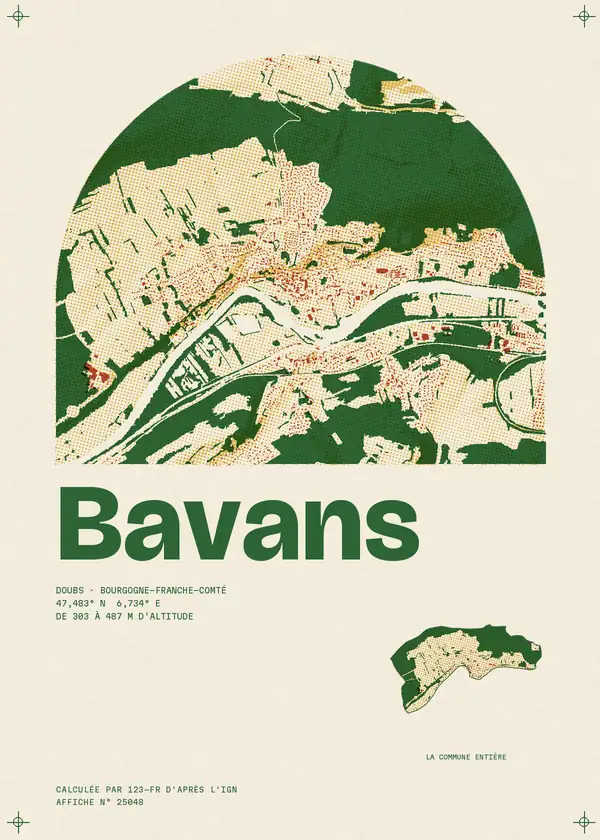 Affiche de Bavans, calculée par 123-fr d'après l'IGN
