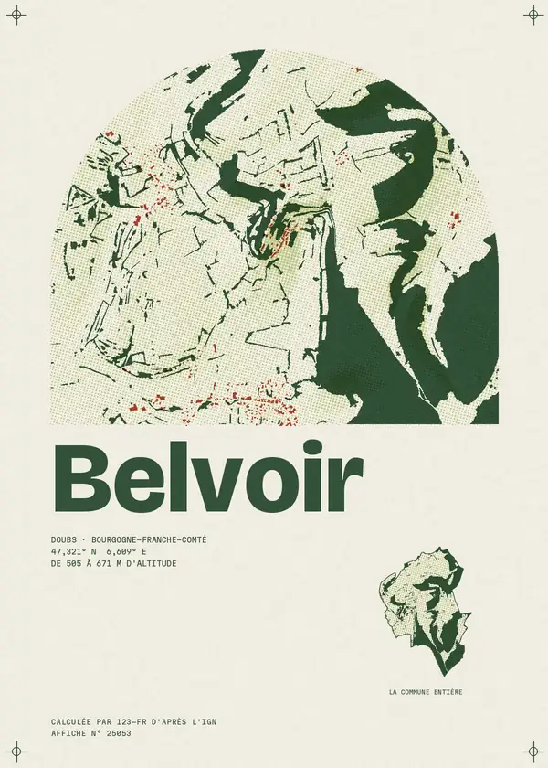 Affiche de Belvoir, calculée par 123-fr d'après l'IGN