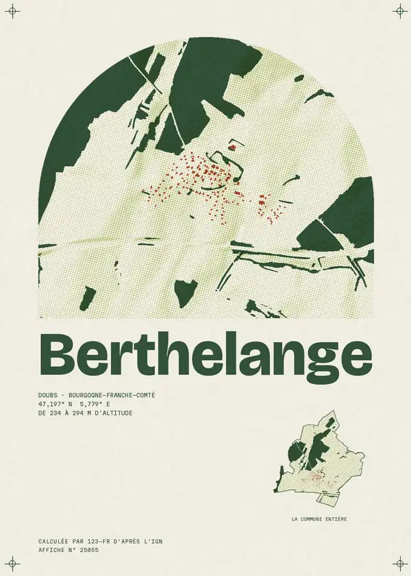 Affiche de Berthelange, calculée par 123-fr d'après l'IGN