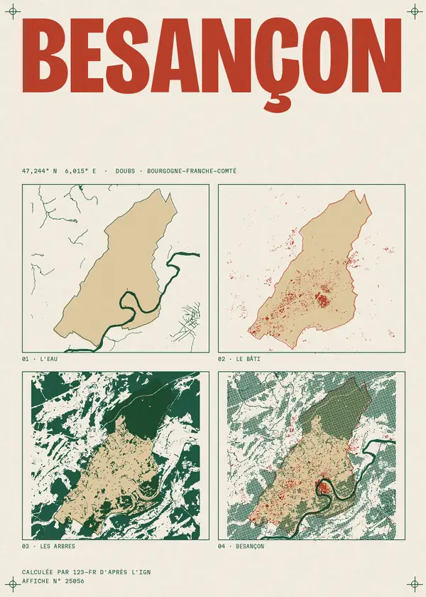 Affiche de Besançon, calculée par 123-fr d'après l'IGN