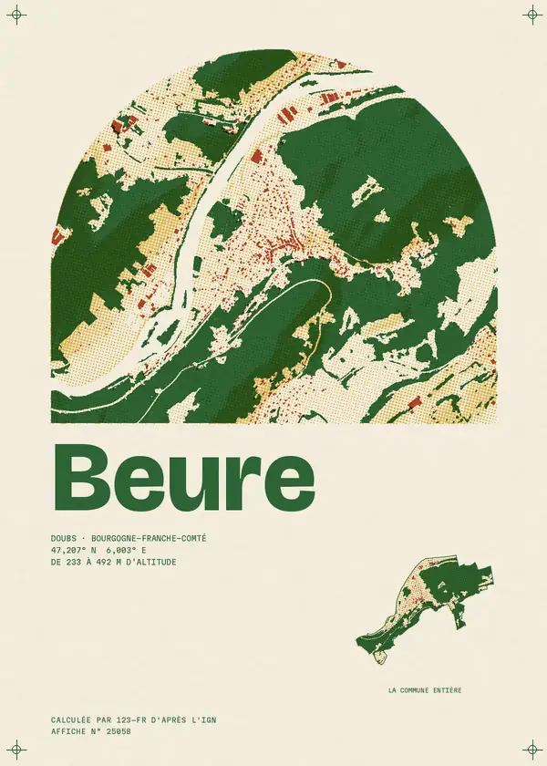 Affiche de Beure, calculée par 123-fr d'après l'IGN
