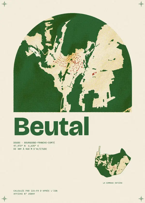 Affiche de Beutal, calculée par 123-fr d'après l'IGN