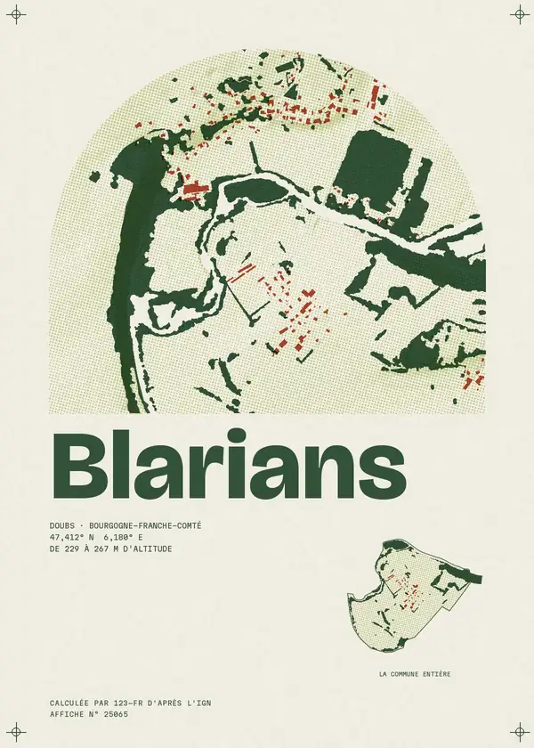 Affiche de Blarians, calculée par 123-fr d'après l'IGN
