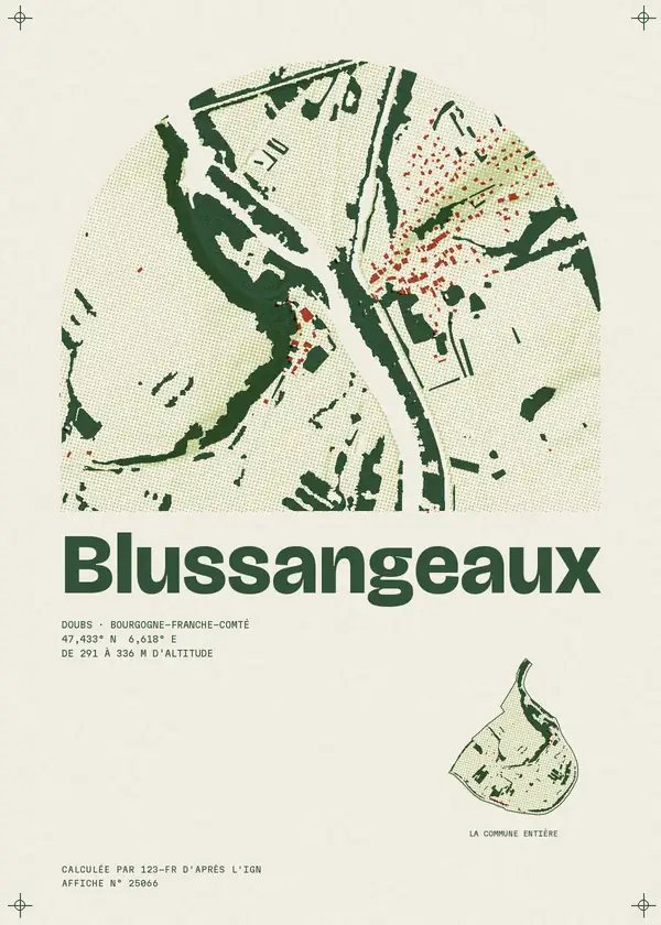 Affiche de Blussangeaux, calculée par 123-fr d'après l'IGN