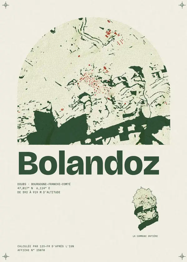 Affiche de Bolandoz, calculée par 123-fr d'après l'IGN