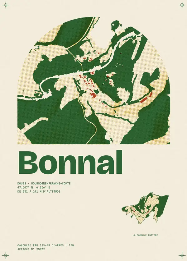 Affiche de Bonnal, calculée par 123-fr d'après l'IGN