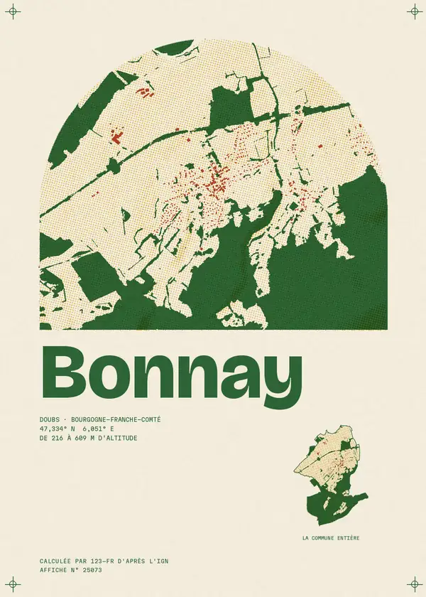 Affiche de Bonnay, calculée par 123-fr d'après l'IGN