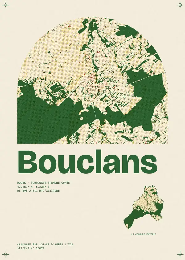 Affiche de Bouclans, calculée par 123-fr d'après l'IGN